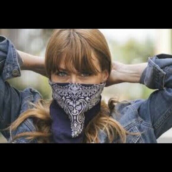 Bandanas Pack of 5 Black Paisley Classic Style Unisex Hair Wrist Accessory Biker - Picture 11 of 15